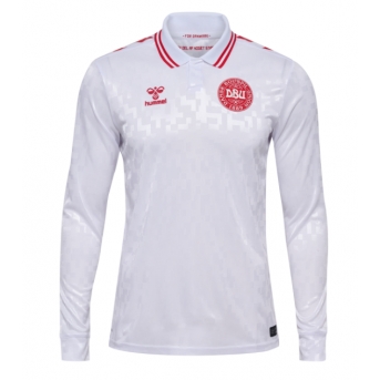 Danimarca Maglia Gara Trasferta Repliche Europei 2024 Maniche Lunghe